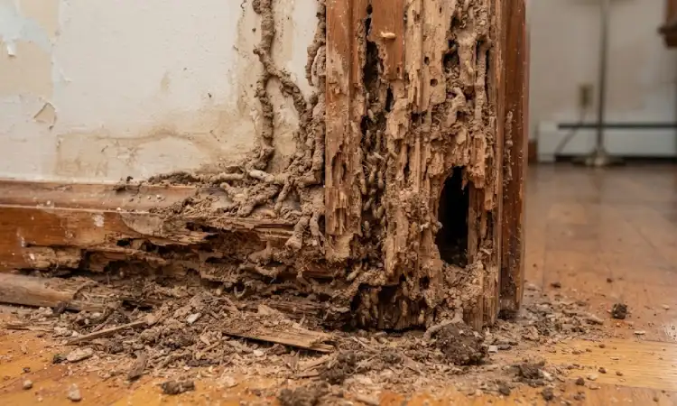 Bagian rumah terkena rayap, Sumber: AI